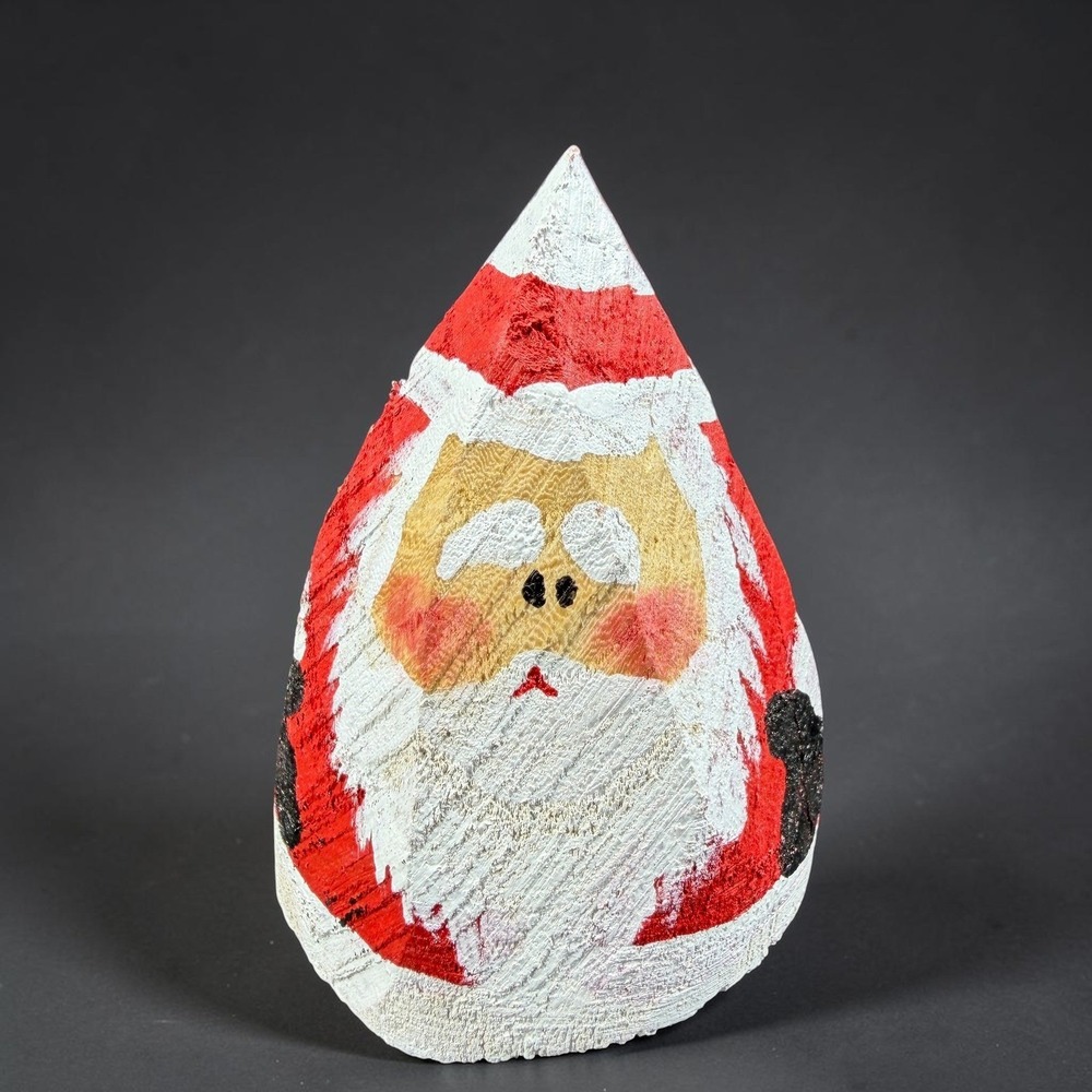 Hand Carved Wooden Santa Claus Figurine Folk Art Christmas Decor Vintage 3 Inch